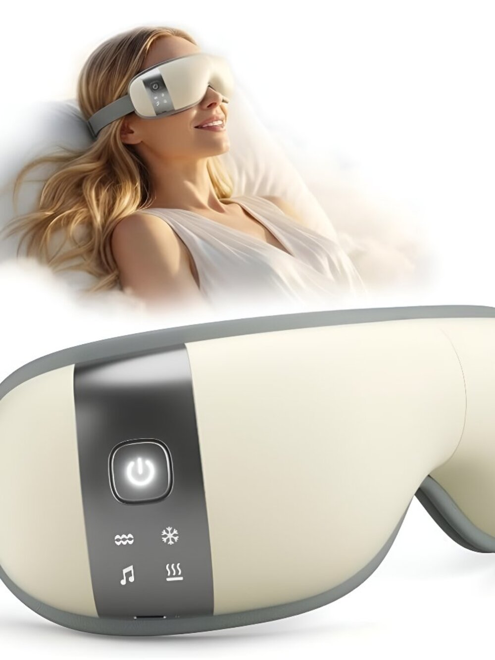 Ultra-Quiet Eye Massager with Heat and Cooling, Creamy White - A2
